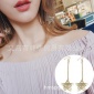 韩版爱心水晶绕线镂空星星长款耳环金属丝缠绕五角星耳钉链条耳钩